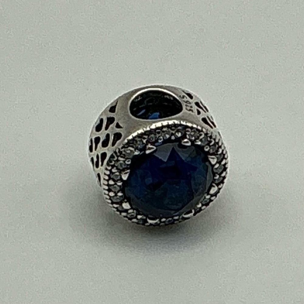 Pandora Blue Crystal Hearts Charm ALE S925 Sterling Silver
